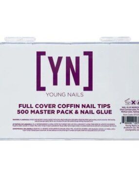 Young Nails Full Cover Coffin Nail Tips 500 Master Pack Clear New